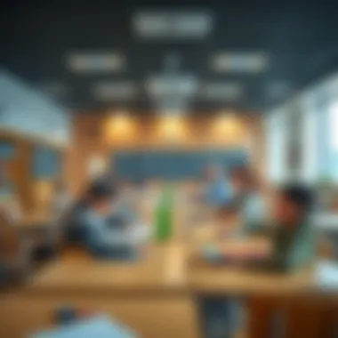 Students engaging in a collaborative learning environment within a state-of-the-art classroom.