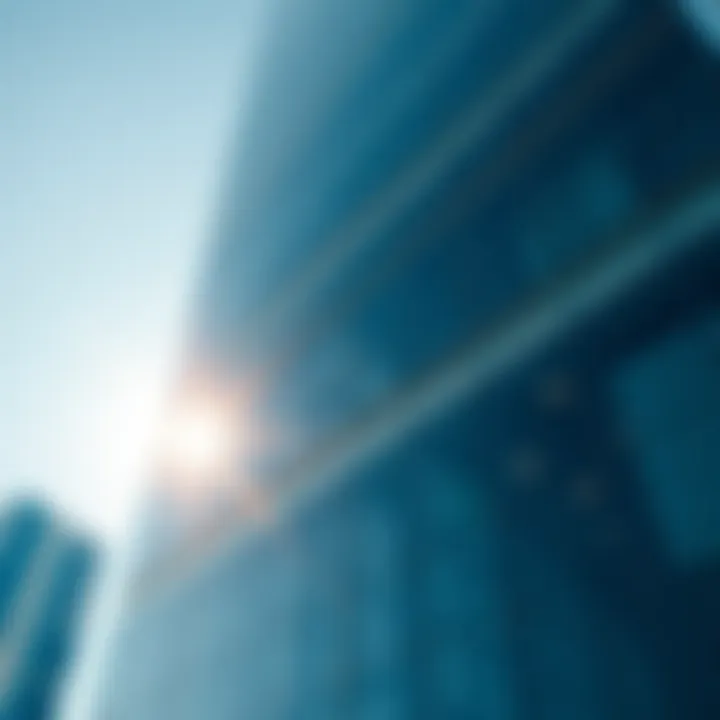 Detailed View of Prism Tower's Facade Close-up of the innovative facade of Prism Tower reflecting sunlight