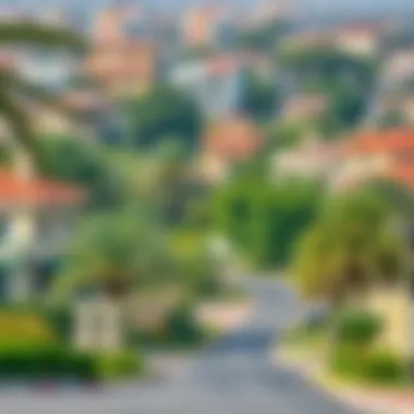 Lively Neighborhood Around Rakayez Properties Vibrant neighborhood surrounding Rakayez Properties with lush greenery