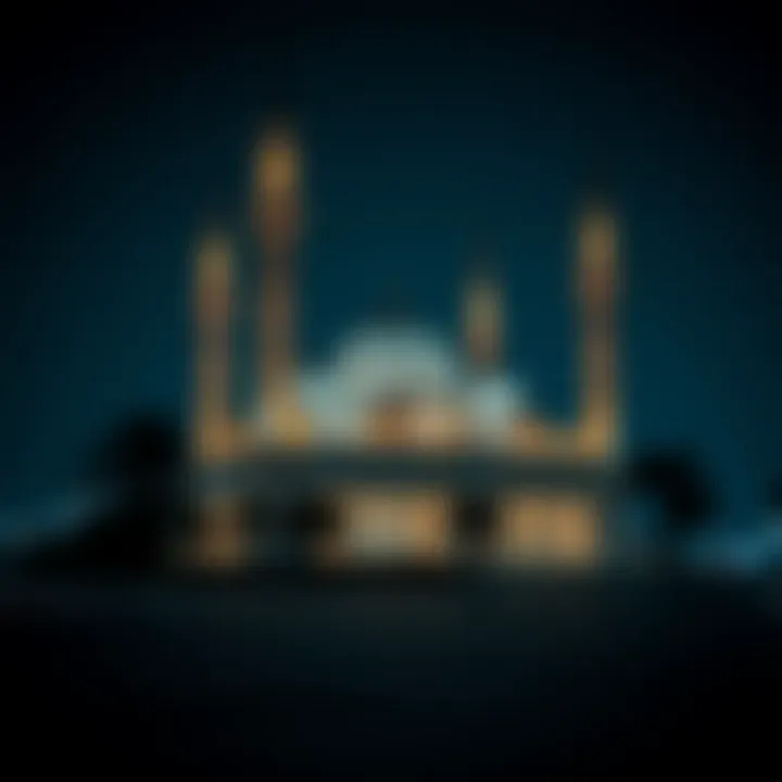Mosque illuminated at night during Ramadan
