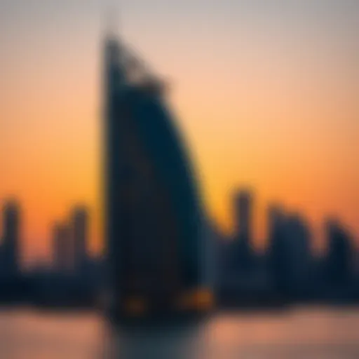 Stunning skyline view of Rawan Tower against a sunset backdrop