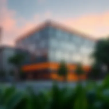 Exterior view showcasing the modern architecture of the Red Avenue Building Office