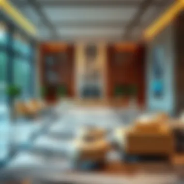 Luxurious lobby interior with contemporary furnishings at Red Avenue Building Office