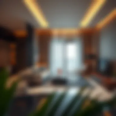 An interior of a modern apartment available for rent in Mirdif