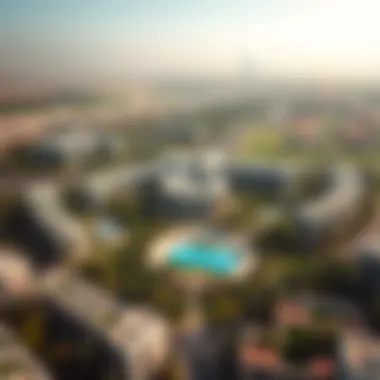 Aerial Perspective of District One Aerial view showcasing the expansive greenery and layout of District One