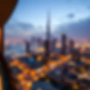 Panoramic view of Dubai skyline from Rosewood