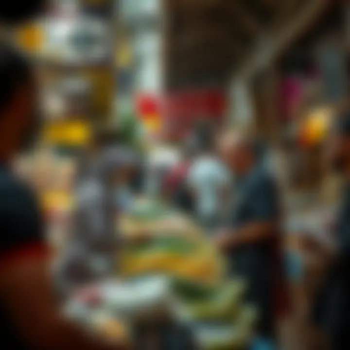 Local vendors engaging with customers in Safeer Market