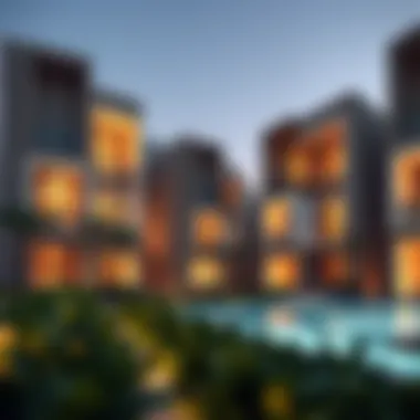 Modern Residential Design in Sahat Al-Shamkha Modern residential buildings in Sahat Al-Shamkha demonstrating innovative design