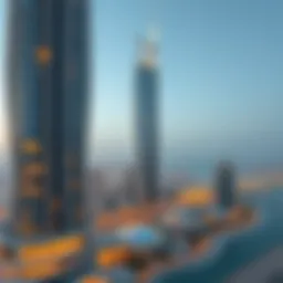 Aerial view of the Sarah Tower showcasing its unique architectural design