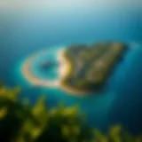 Aerial view of Siniyah Island showcasing its lush greenery and serene coastline