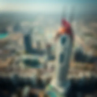 Aerial view of Dubai highlighting the location of South Heights Tower B