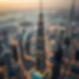 Aerial view showcasing the grandeur of Sparkle Tower amidst the Dubai skyline