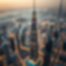 Aerial view showcasing the grandeur of Sparkle Tower amidst the Dubai skyline