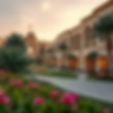 Luxurious residential complex developed by Tamouh with landscaped gardens