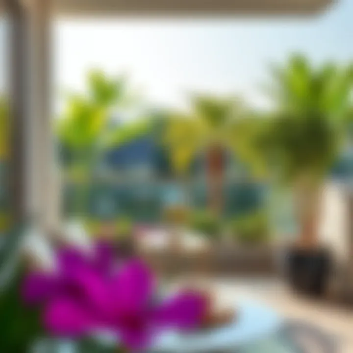 Balcony Serenity: Embracing Nature in Urban Living A tranquil balcony overlooking a vibrant garden in an apartment