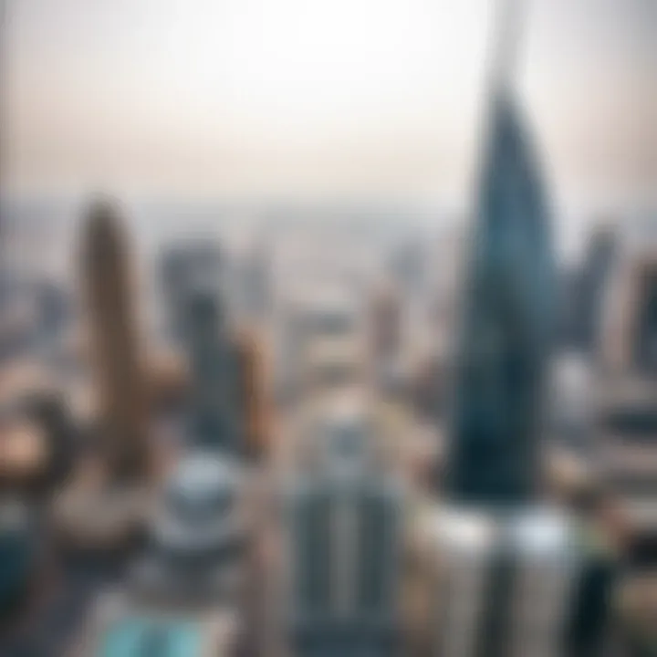 Aerial view of a bustling district with city towers