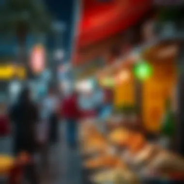 Colorful street food scene highlighting diverse cuisine