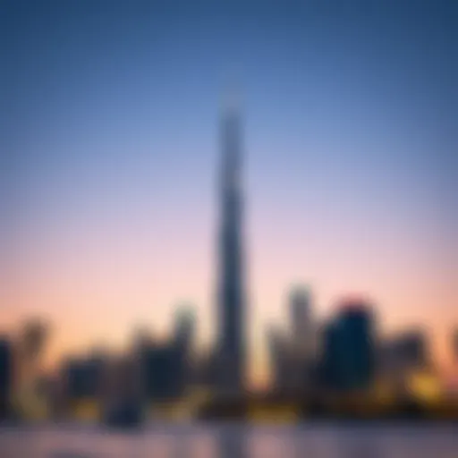 The Sky Tower's striking silhouette against the Dubai skyline