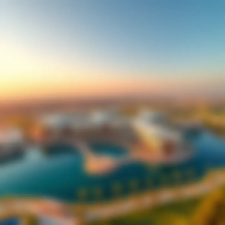 Aerial view showcasing Tilal Al Ghaf's stunning landscape and architectural design