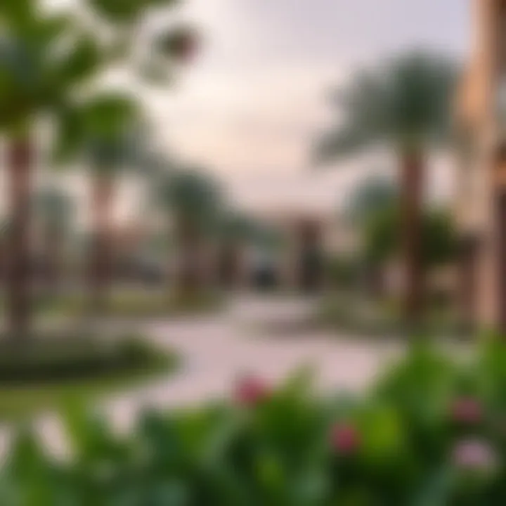 Community amenities in Tilal Ghaf including parks and recreational areas