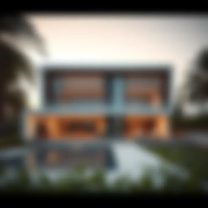 Modern architectural design of a villa in Tilal Ghaf with natural surroundings