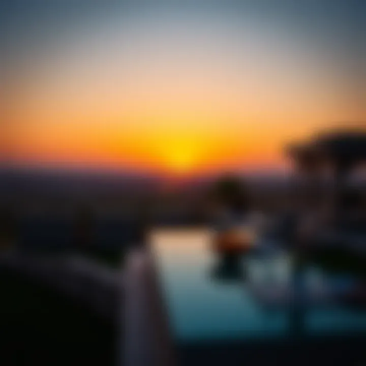 Sunset view over the serene landscape of Tilal Ghaf