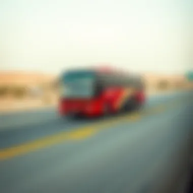 Journey on the Al Ain to Dubai Route Bus on the highway between Al Ain and Dubai