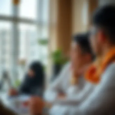 Real estate agent discussing property options with clients