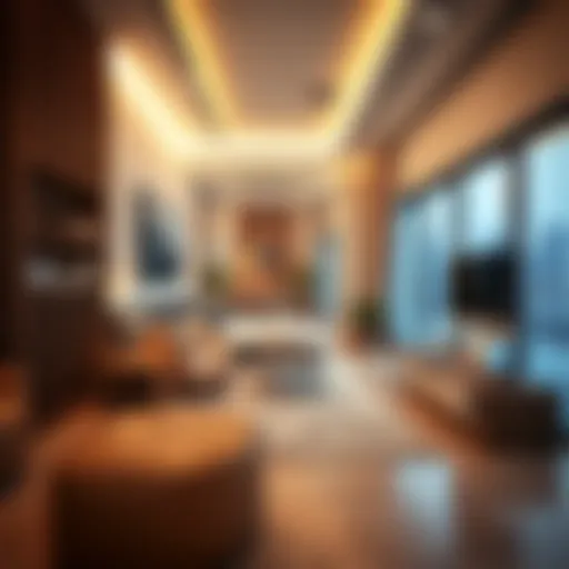 Modern apartment interior showcasing shared living spaces