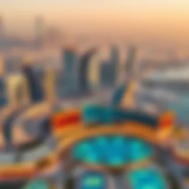 Stunning Dubai Skyline A panoramic view of a بلاتينيوم development surrounded by stunning Dubai skyline