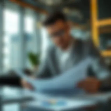 Investor examining financial documents