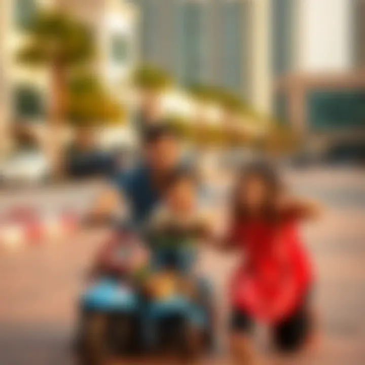 Family Day Out in Dubai A family enjoying a day out in Dubai, taking advantage of free parking