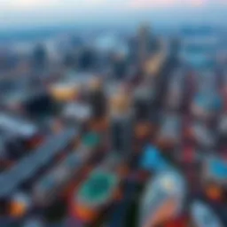 Aerial view of ند الحمر افنيوز showcasing its vibrant urban landscape