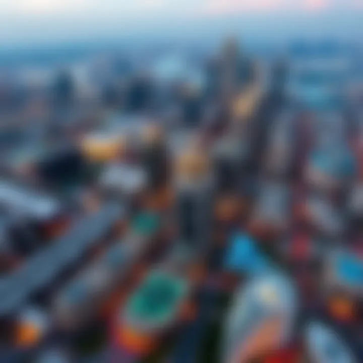 Aerial view of ند الحمر افنيوز showcasing its vibrant urban landscape