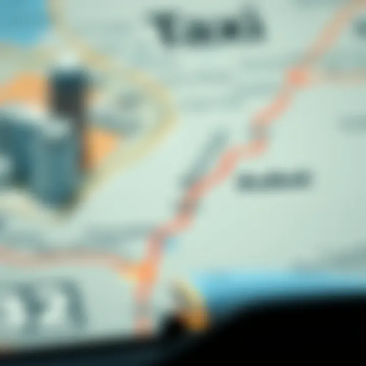 Map showing the route from Dubai to Abu Dhabi