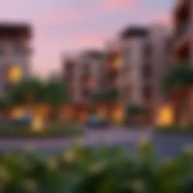 Modern residential buildings in Jumeirah Village Circle