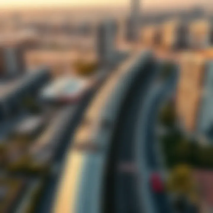 Metro Stations and Nearby Real Estate Developments Aerial view of a metro station surrounded by real estate developments