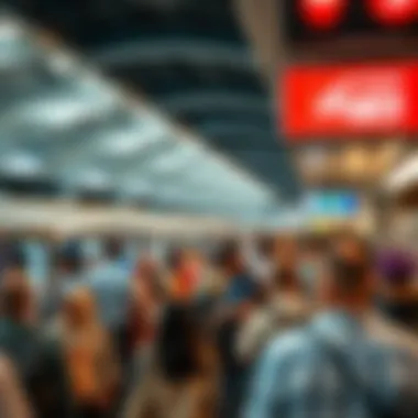 Crowd at a busy metro station