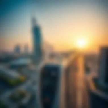 An aerial perspective of a Dubai Metro station integrated with surrounding urban developments