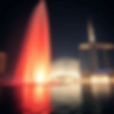 Mesmerizing Night Performance of Dubai Fountain Dubai Fountain illuminated during a night show