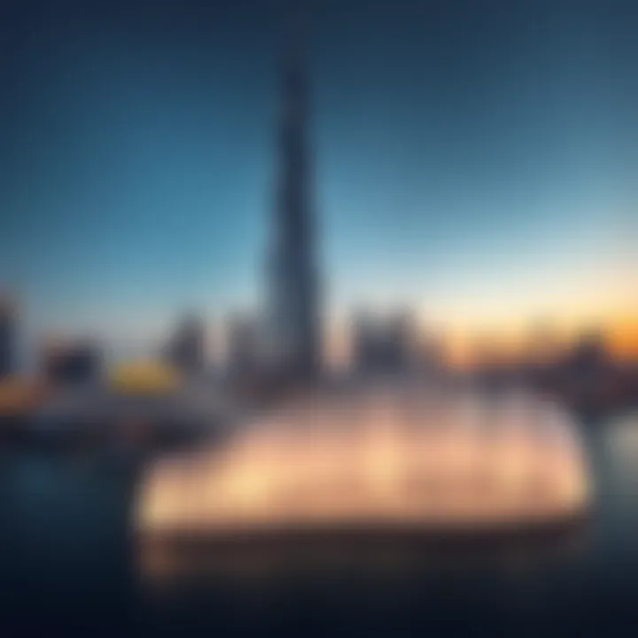 Stunning Skyline with Burj Khalifa and the Fountain Panoramic view of Burj Khalifa and the fountain