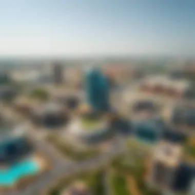 Aerial view of Silicon Oasis highlighting the Zarooni Building's location